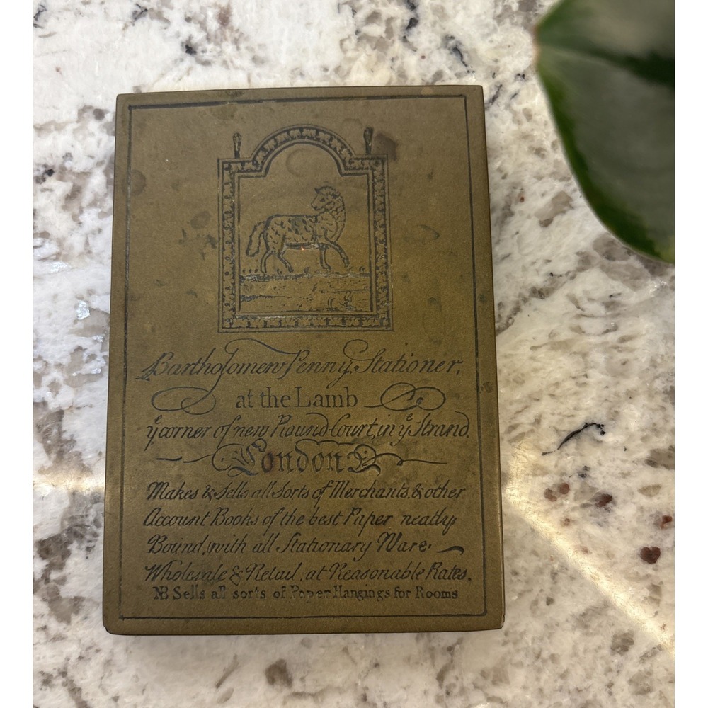 Vtg Stationary Wear Merchant London England At The Lamb Seller Paper Weight